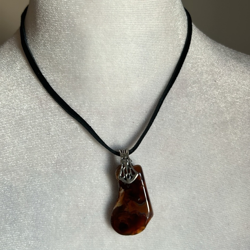 4 Artisan Gemstone Set Citrine Turquoise Agate Pendant Cord Necklace Collection - Picture 12 of 15